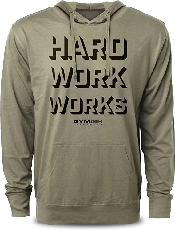 049. Hard Work Works Funny Workout Hoodie for Men