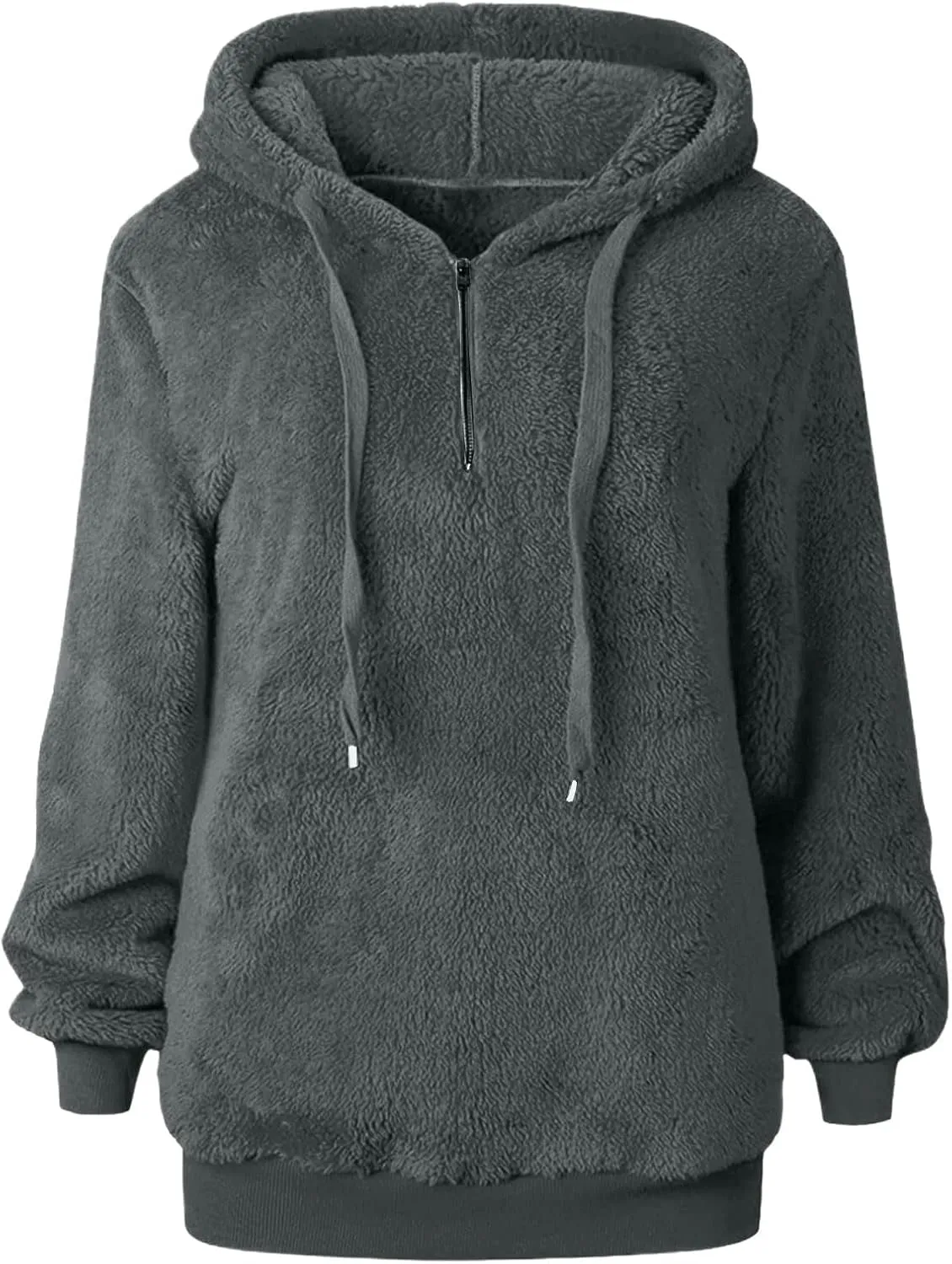 1/4 Zip Up Hoodie Women Fleece Sweatshirts Soft Fuzzy Jackets Sherpa Pullover Oversized Plain
