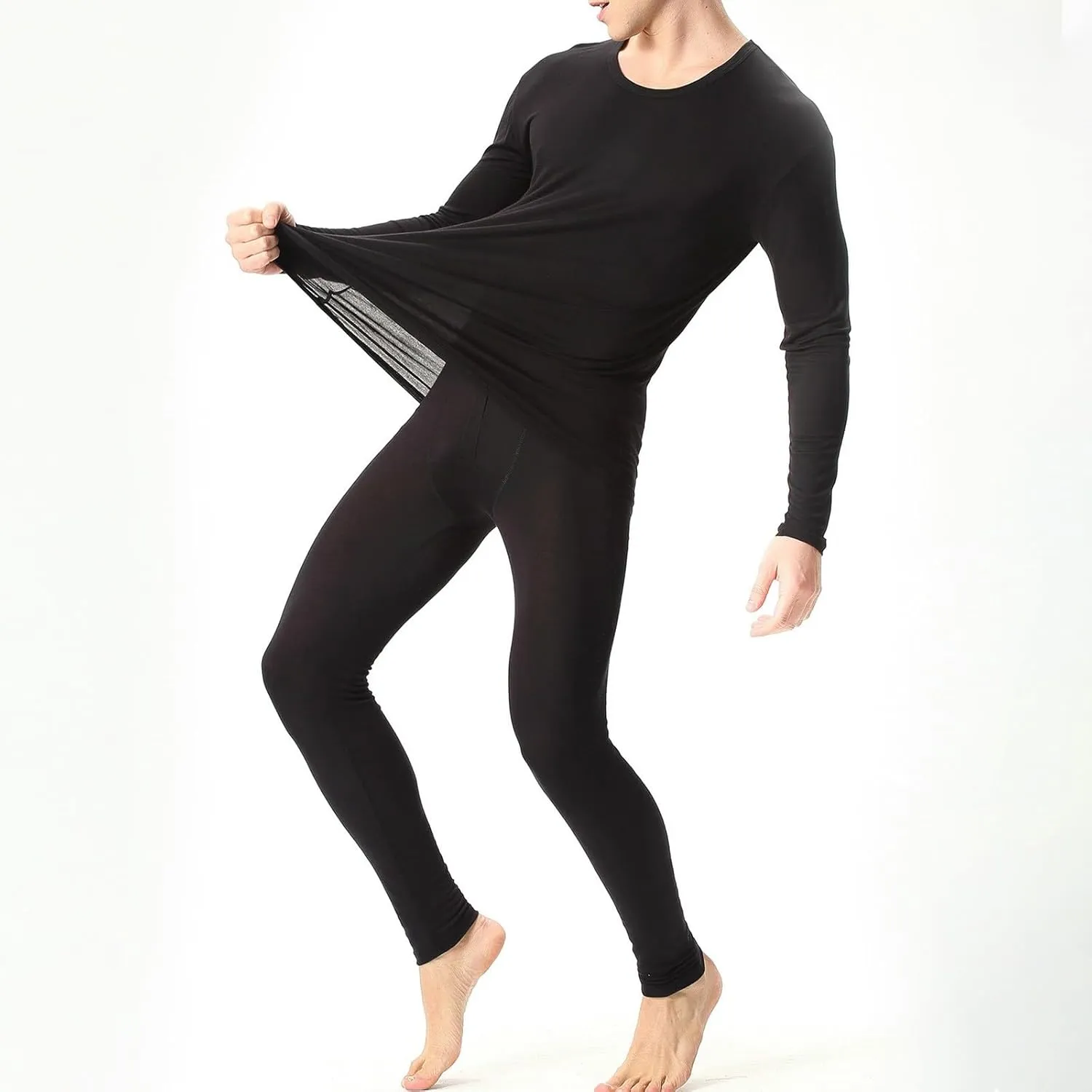 2 Pack Thermal Underwear for Men Men's Thermal Underwear Set Lined Long Thermal Underwear Base Layer Cold Weather