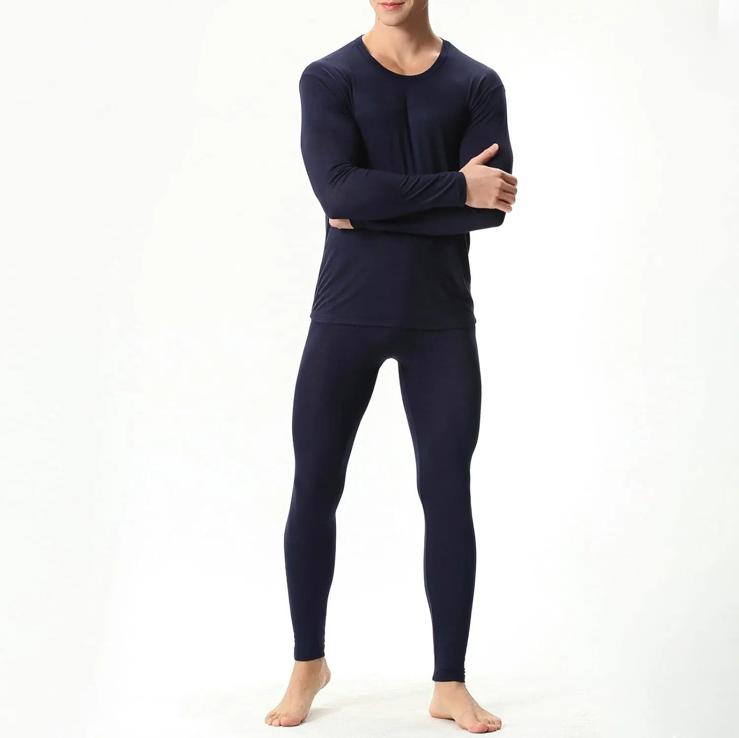 2 Pack Thermal Underwear for Men Men's Thermal Underwear Set Lined Long Thermal Underwear Base Layer Cold Weather
