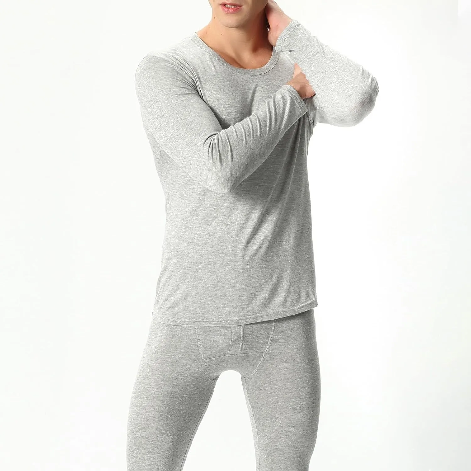2 Pack Thermal Underwear for Men Men's Thermal Underwear Set Lined Long Thermal Underwear Base Layer Cold Weather