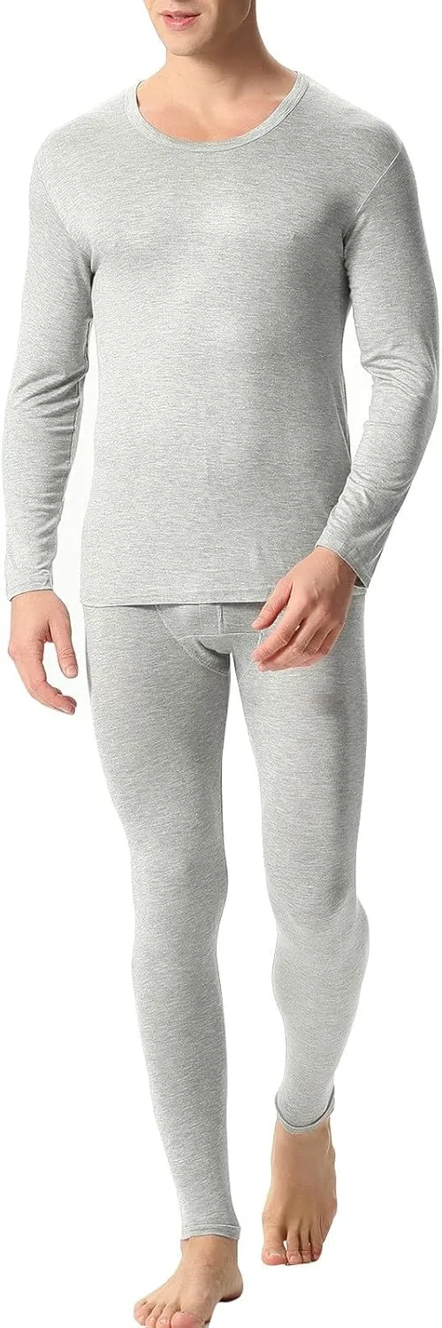 2 Pack Thermal Underwear for Men Men's Thermal Underwear Set Lined Long Thermal Underwear Base Layer Cold Weather