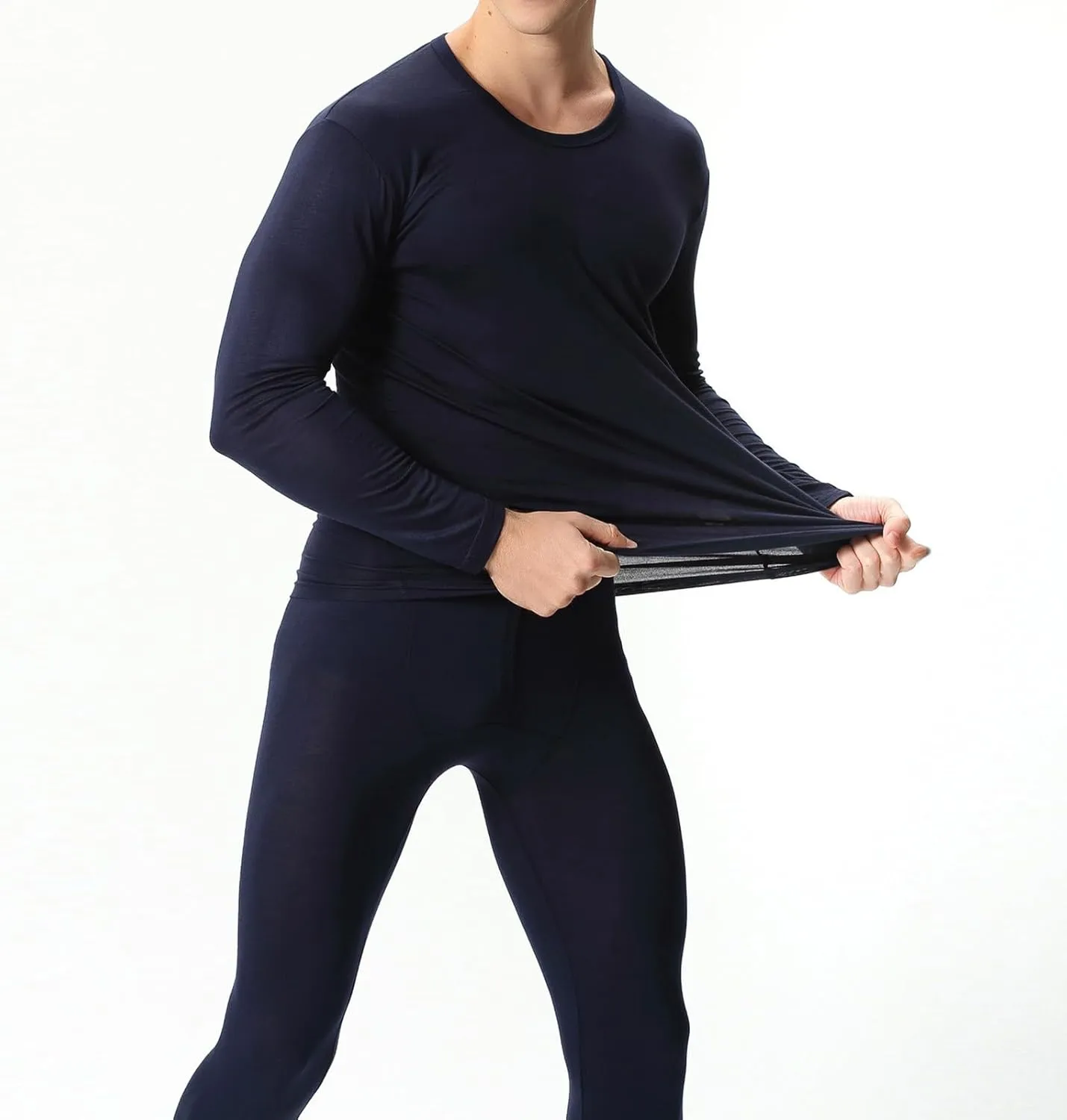 2 Pack Thermal Underwear for Men Men's Thermal Underwear Set Lined Long Thermal Underwear Base Layer Cold Weather