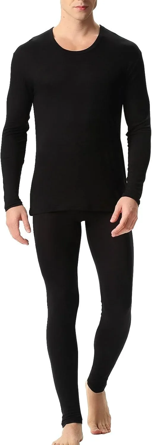 2 Pack Thermal Underwear for Men Men's Thermal Underwear Set Lined Long Thermal Underwear Base Layer Cold Weather