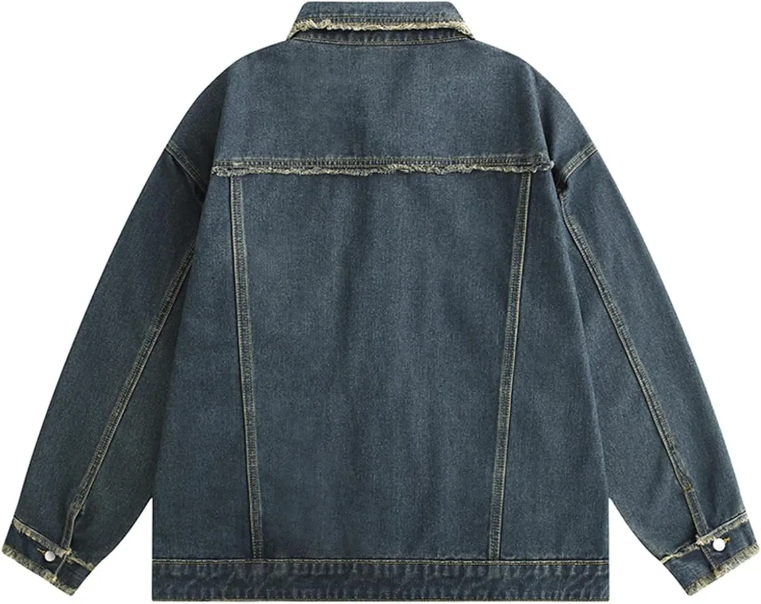 2024 Vintage Wash Denim Jacket Men Women Button Up Long Sleeve Jean Jacket Fashion Menswear Trucker Coat