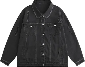 2024 Vintage Wash Denim Jacket Men Women Button Up Long Sleeve Jean Jacket Fashion Menswear Trucker Coat
