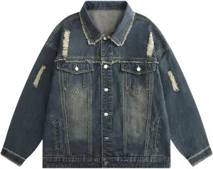 2024 Vintage Wash Denim Jacket Men Women Button Up Long Sleeve Jean Jacket Fashion Menswear Trucker Coat