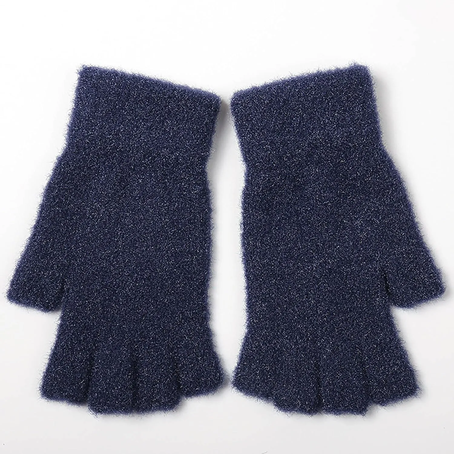 2025 Mens & Womens Winter Fingerless Gloves Casual Solid Fur Thick Warm Half Finger Knitted Gloves One Size Fits All
