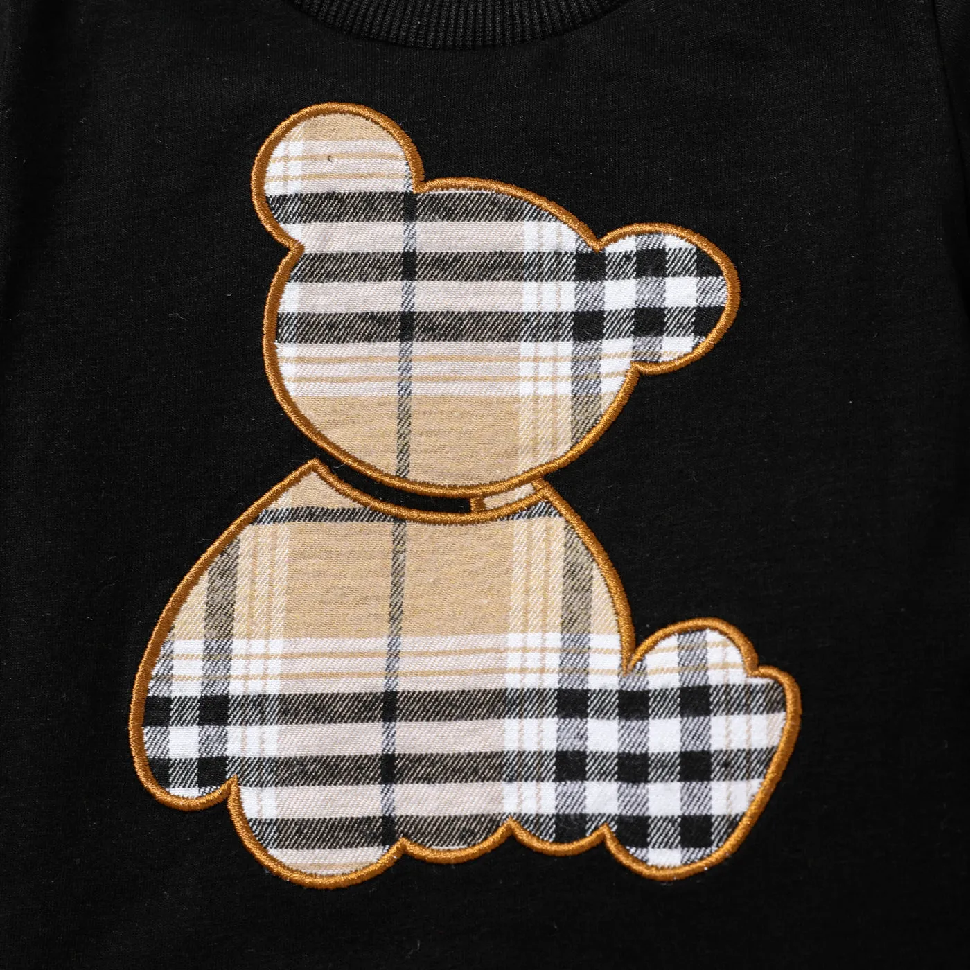 2pcs Baby Boy Plaid Bear Graphic Short-sleeve Tee & Shorts Set