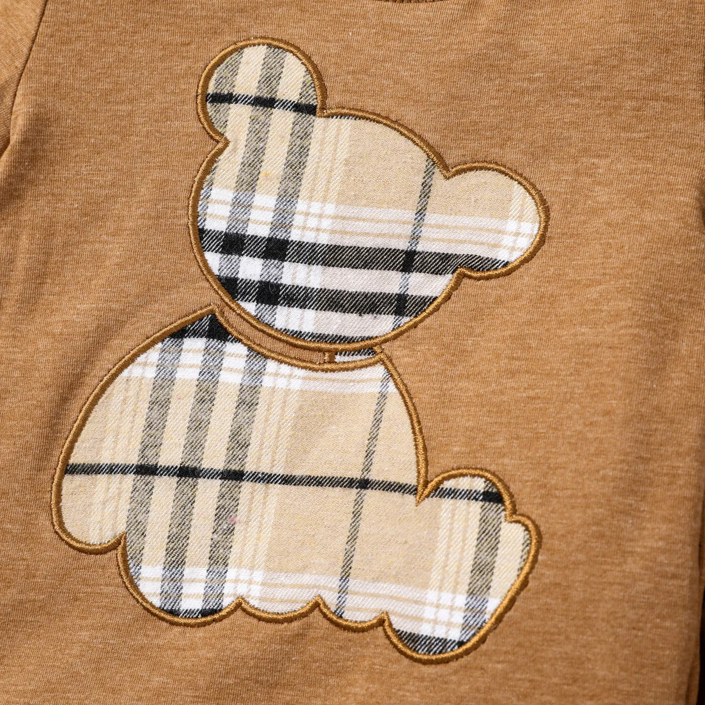 2pcs Baby Boy Plaid Bear Graphic Short-sleeve Tee & Shorts Set