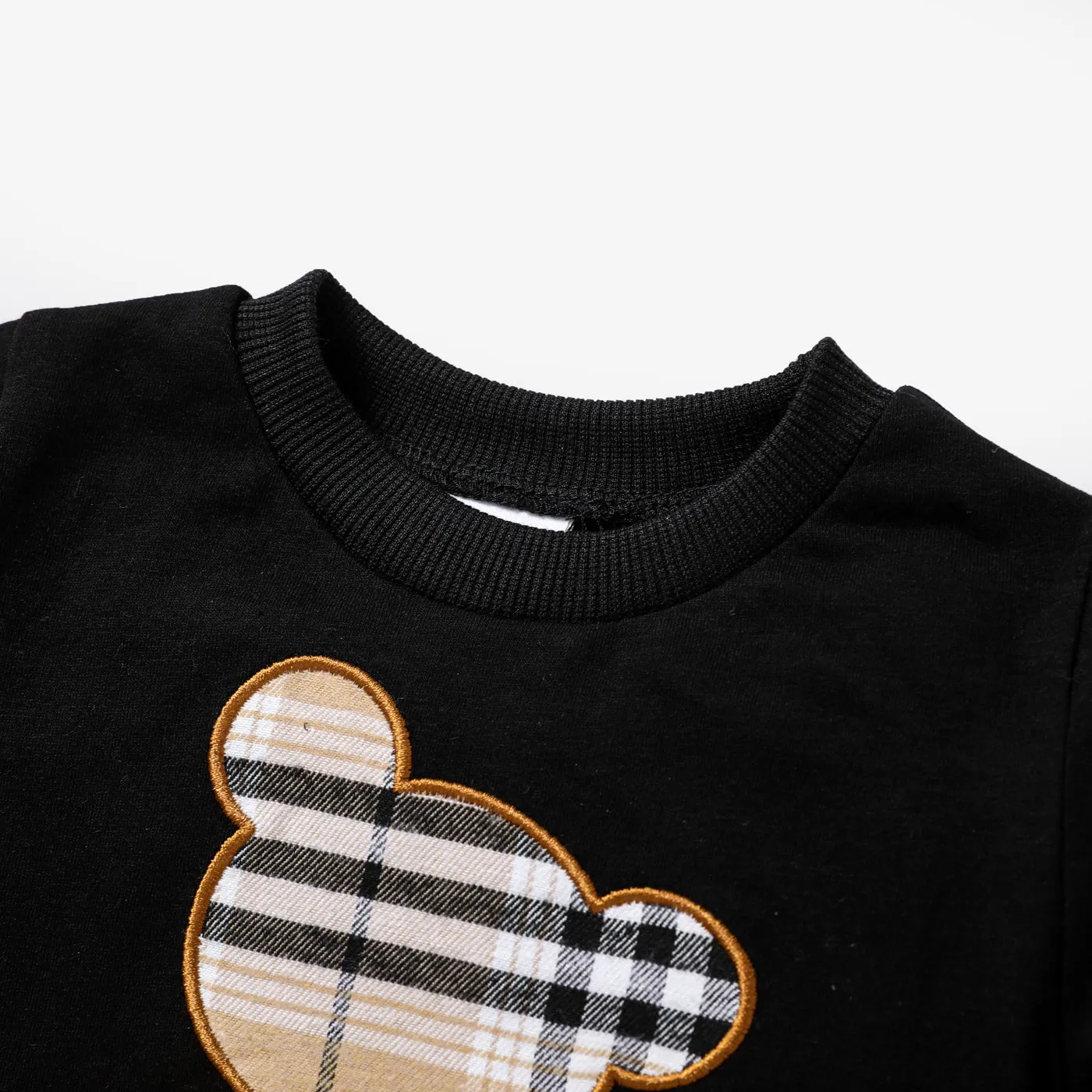 2pcs Baby Boy Plaid Bear Graphic Short-sleeve Tee & Shorts Set