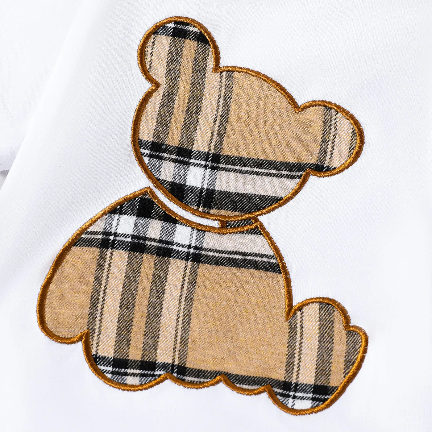2pcs Baby Boy Plaid Bear Graphic Short-sleeve Tee & Shorts Set