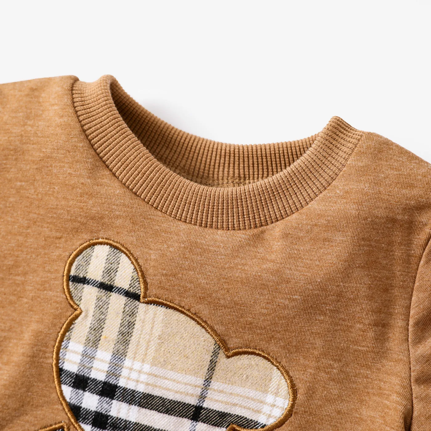 2pcs Baby Boy Plaid Bear Graphic Short-sleeve Tee & Shorts Set
