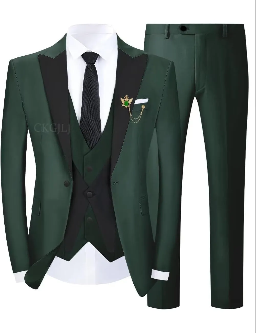 3 Piece Slim Fit Tuxedos for Men Tux Wedding Suits Man One Button Blazer Tuxedo Vest Pants Formal Prom Suits Sets