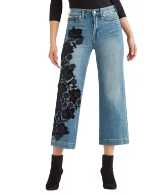 7 for all Mankind Cropped Alexa with Couture Floral Applique