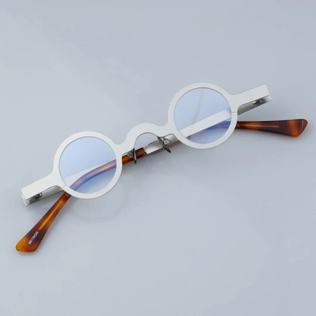 Acetate & Metal Thick Small Round Full Rim Vintage Eyeglass Frames Spring Hinges Unisex for Men Women
