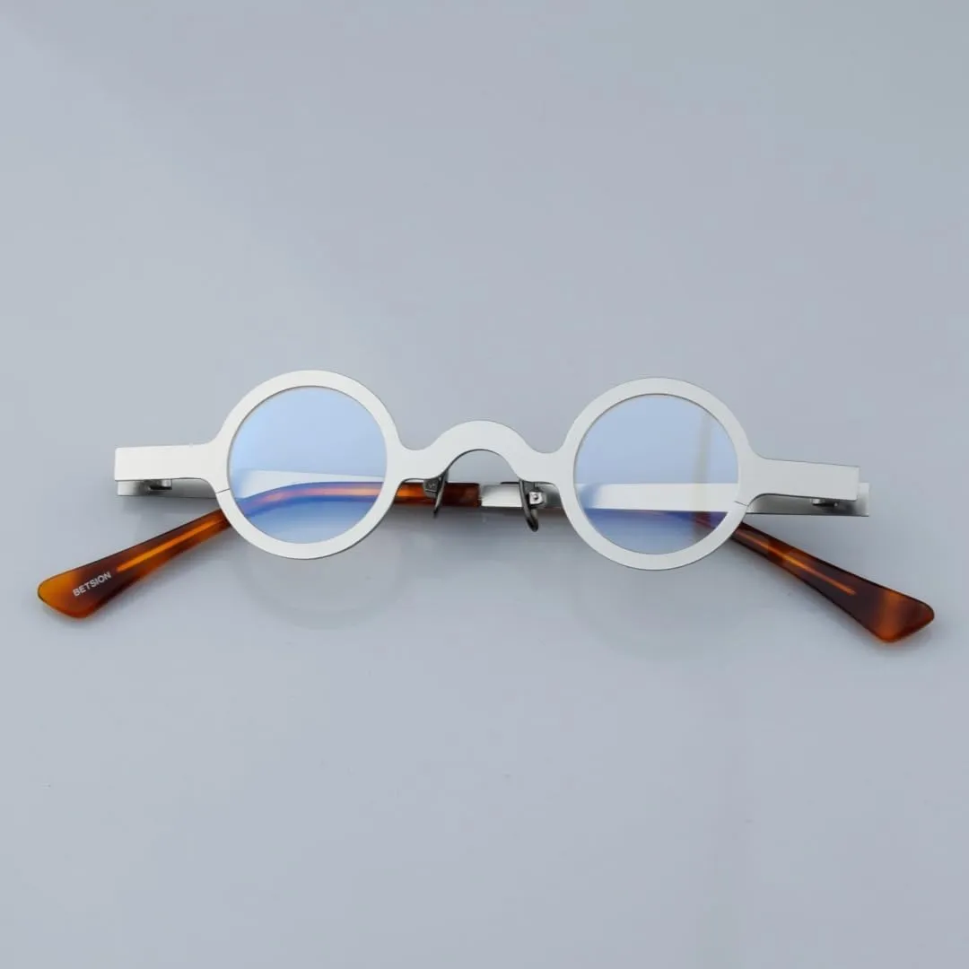 Acetate & Metal Thick Small Round Full Rim Vintage Eyeglass Frames Spring Hinges Unisex for Men Women