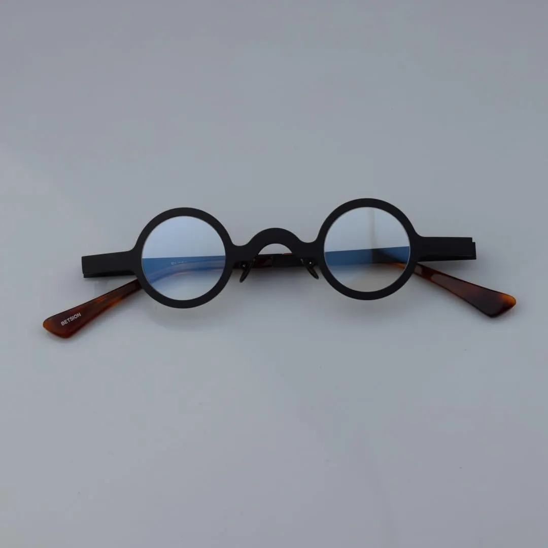 Acetate & Metal Thick Small Round Full Rim Vintage Eyeglass Frames Spring Hinges Unisex for Men Women