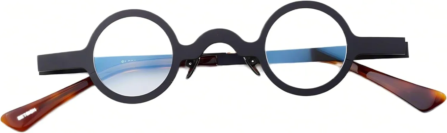 Acetate & Metal Thick Small Round Full Rim Vintage Eyeglass Frames Spring Hinges Unisex for Men Women