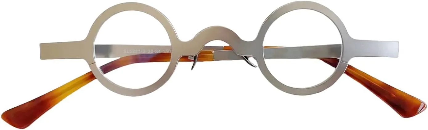 Acetate & Metal Thick Small Round Full Rim Vintage Eyeglass Frames Spring Hinges Unisex for Men Women
