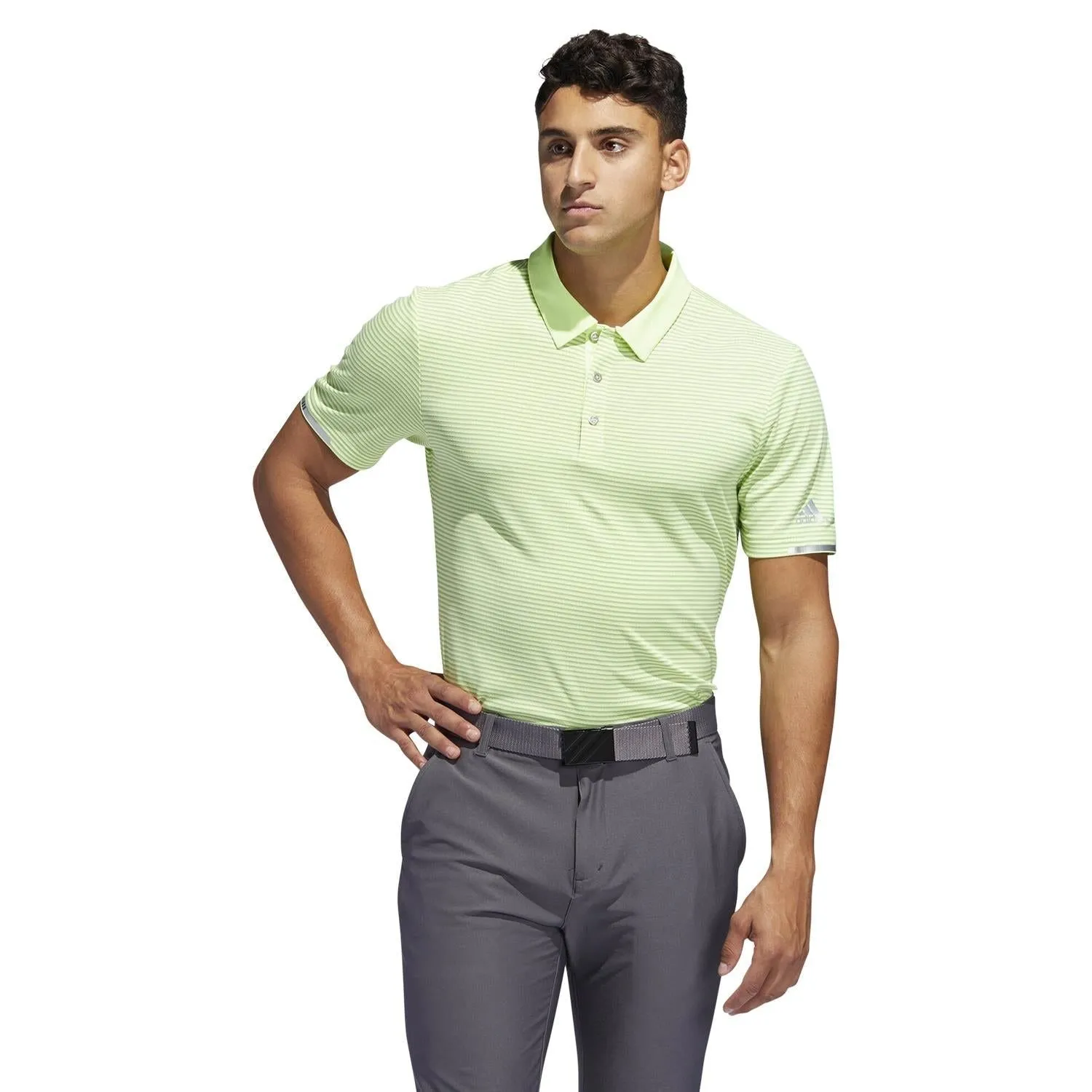 adidas Climachill Tonal Stripe Polo Shirt - Yellow