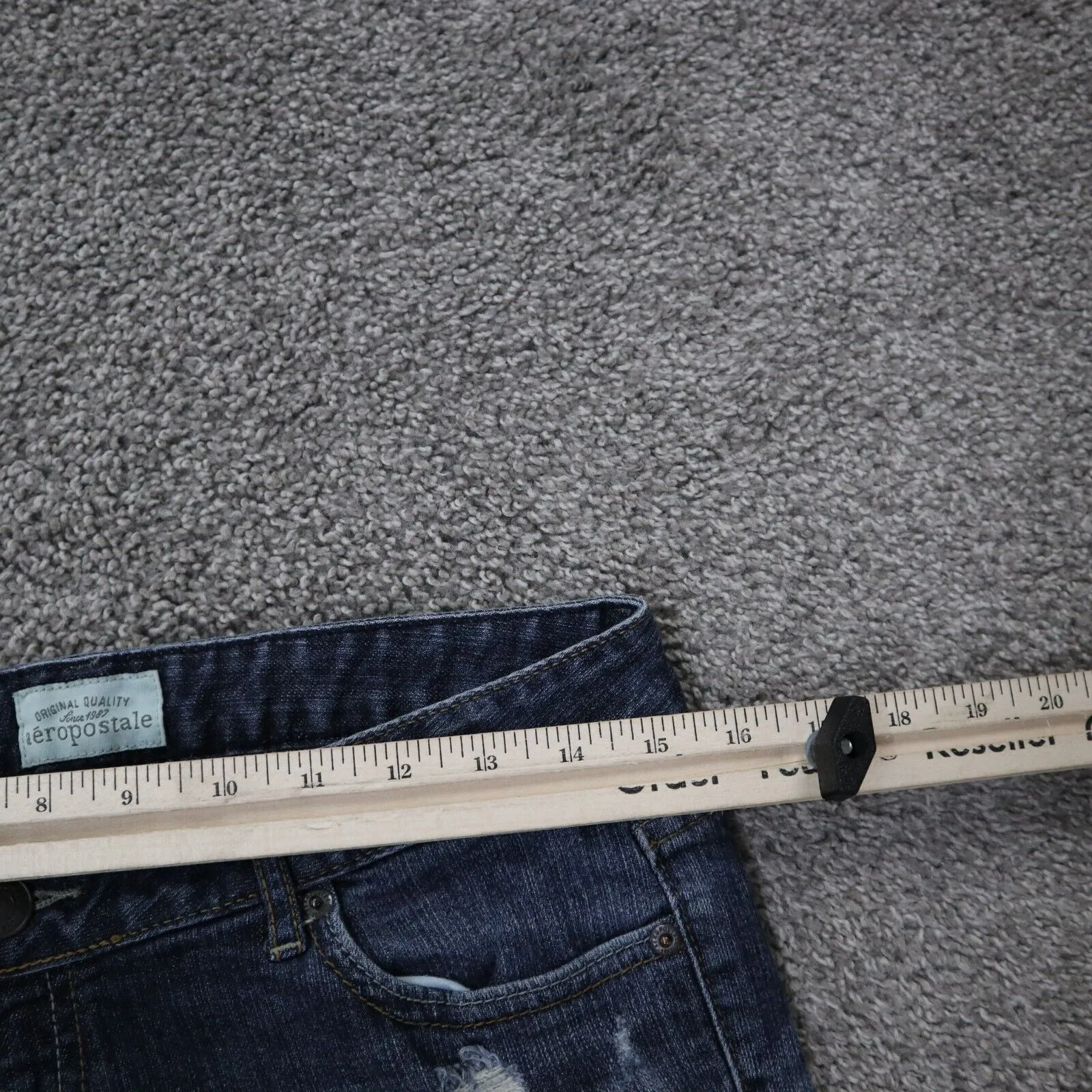 Aeropostale Womens Jeans  Straight Leg Denim Stretch Distressed Blue Size 9/10