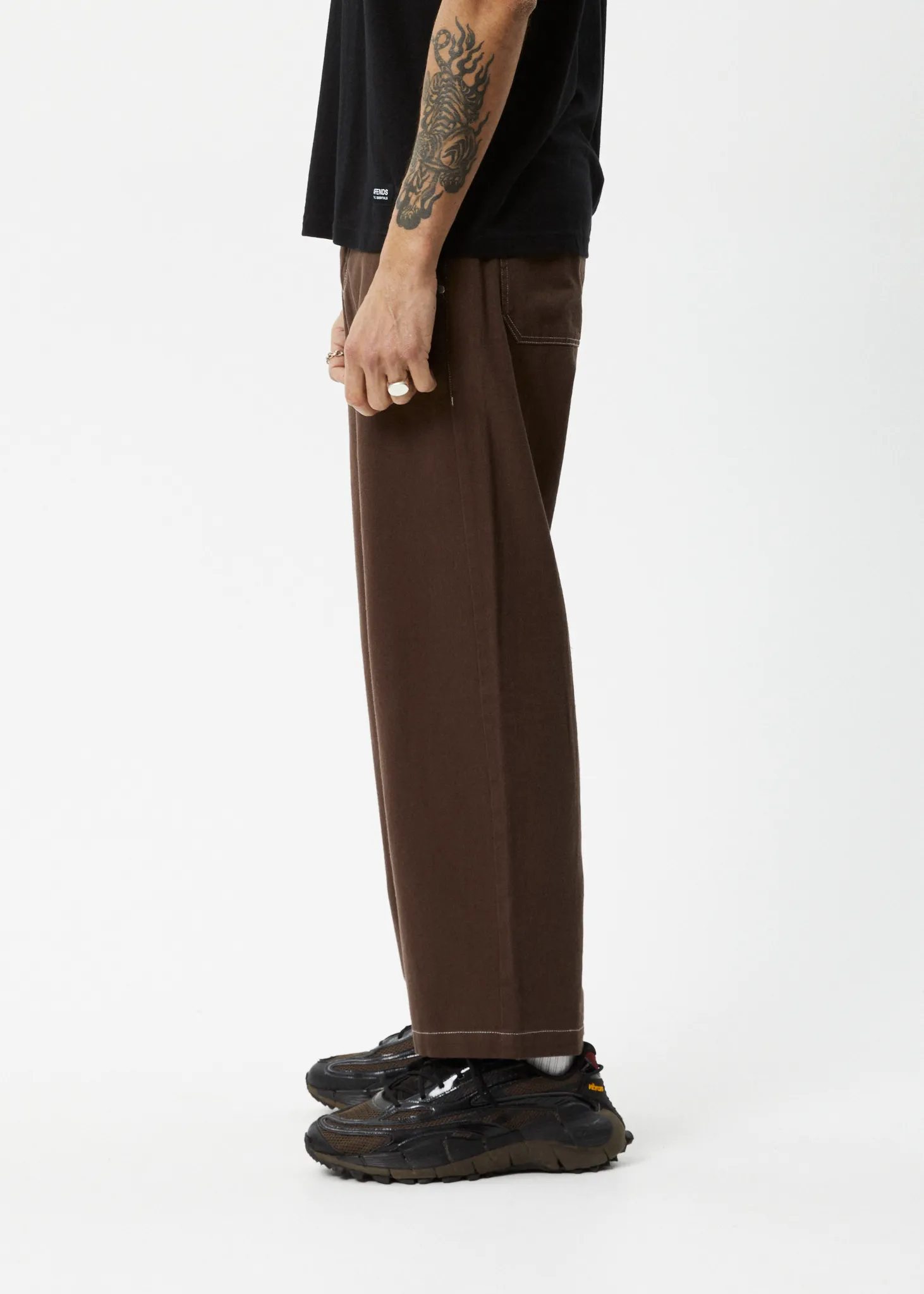 AFENDS Mens Pablo - Baggy Pants - Coffee