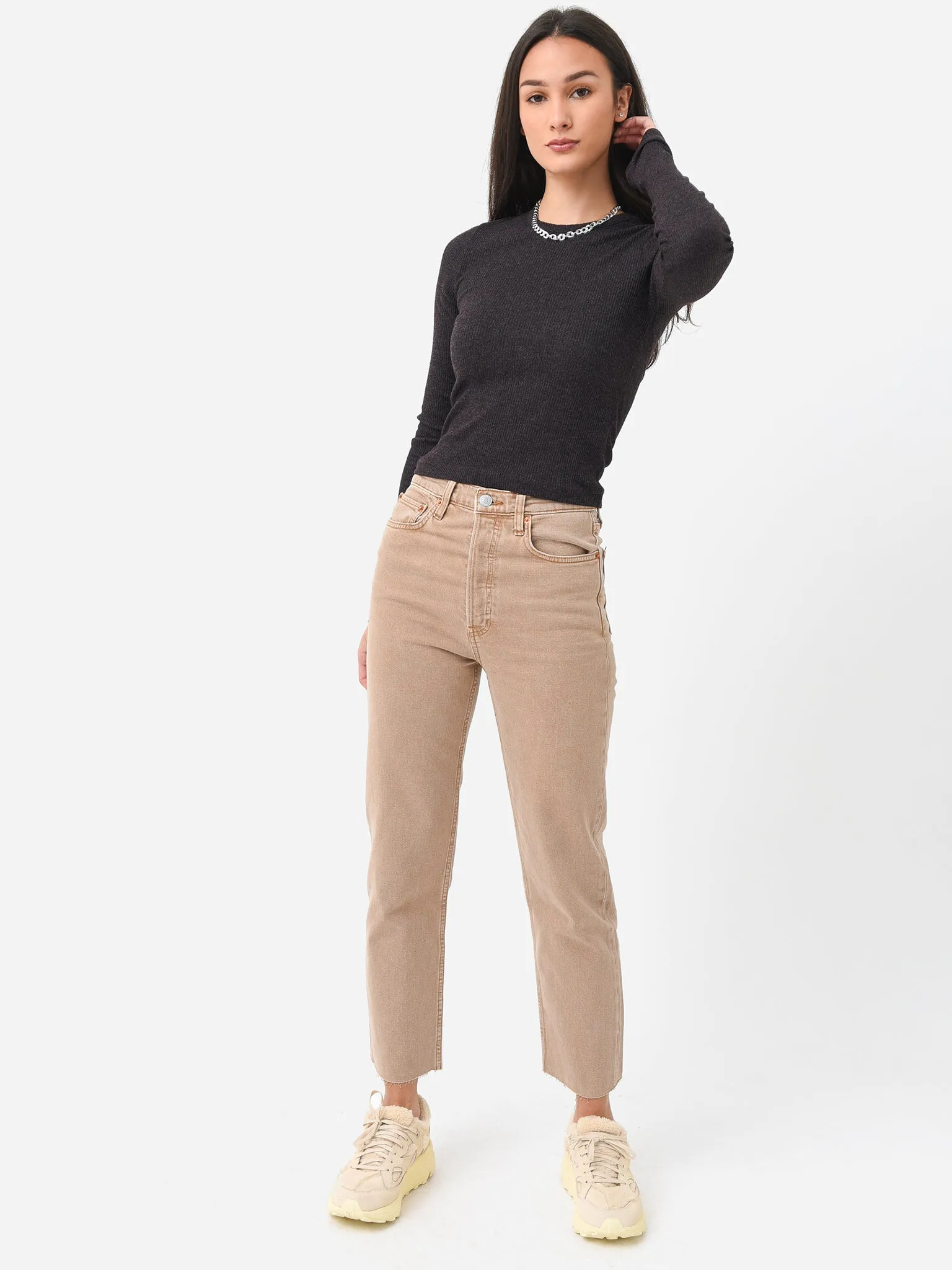 Agolde Women's Alma Shrunken Crew Neck Tee