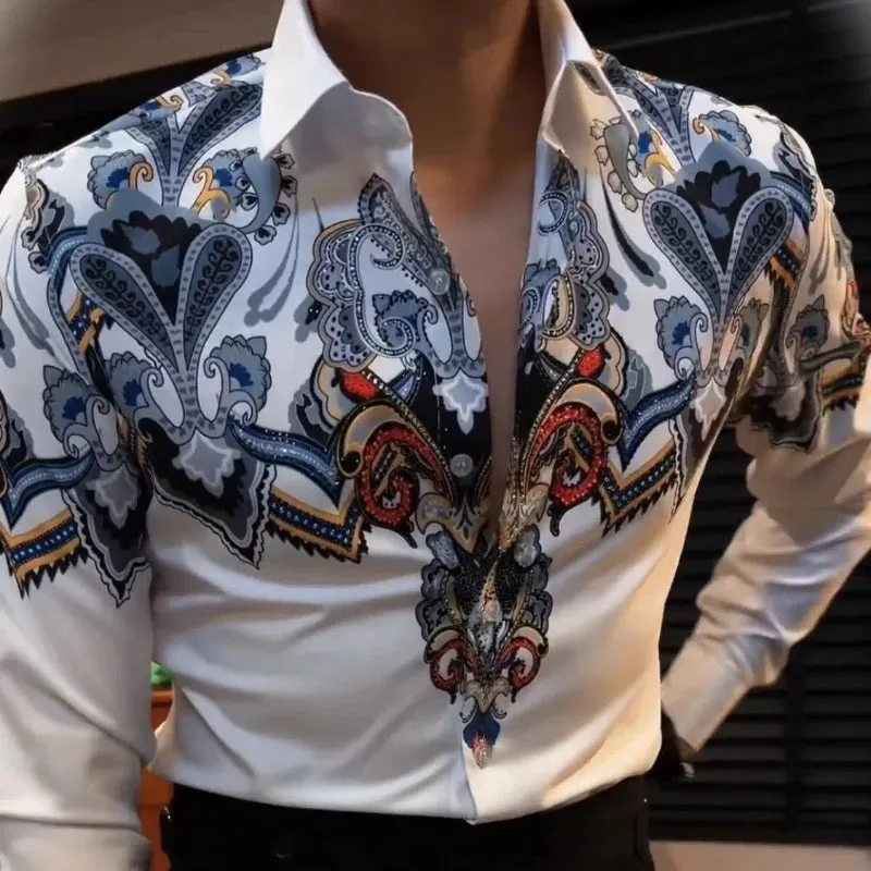 Aidase Spring Autumn New Fashion Printing POLO Collar Long Sleeve Shirts Men's Clothing Youth Slim Quick Drying Korean Cardigan Blouses