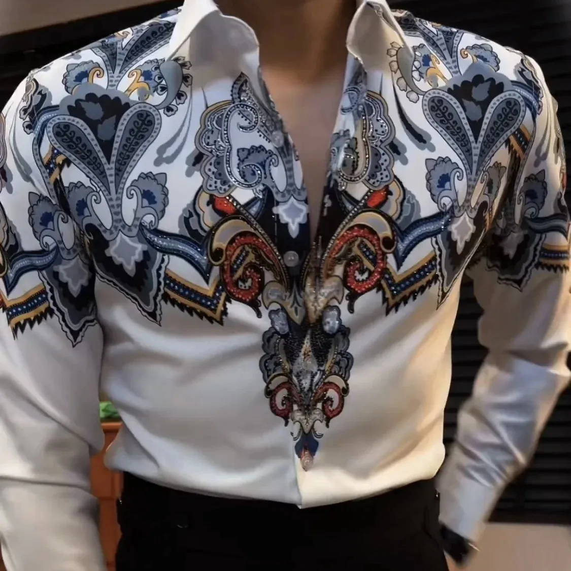 Aidase Spring Autumn New Fashion Printing POLO Collar Long Sleeve Shirts Men's Clothing Youth Slim Quick Drying Korean Cardigan Blouses
