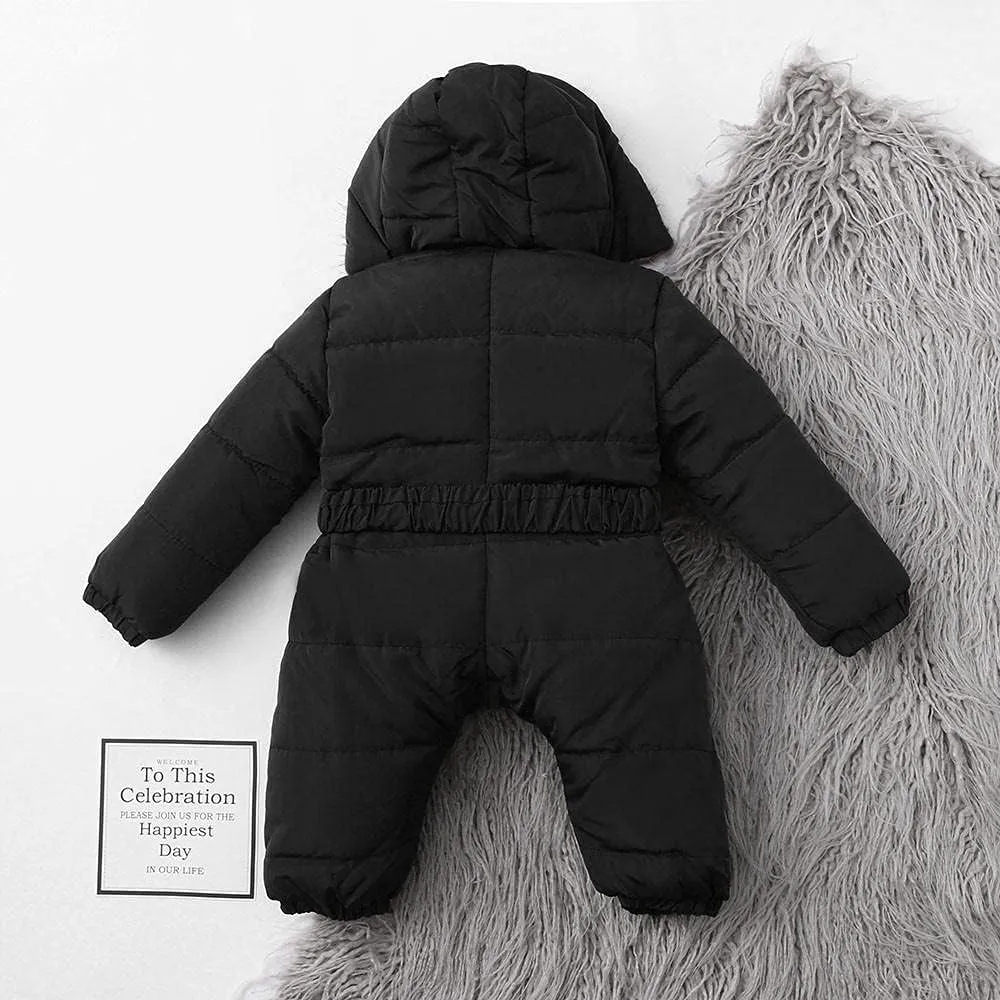 AKIWOS Newborn Infant Toddler Snowsuit 0-24 M Winter Onesie Puffer Down Jacket Padded Romper Fur Hooded Jumpsuit Warm Coat