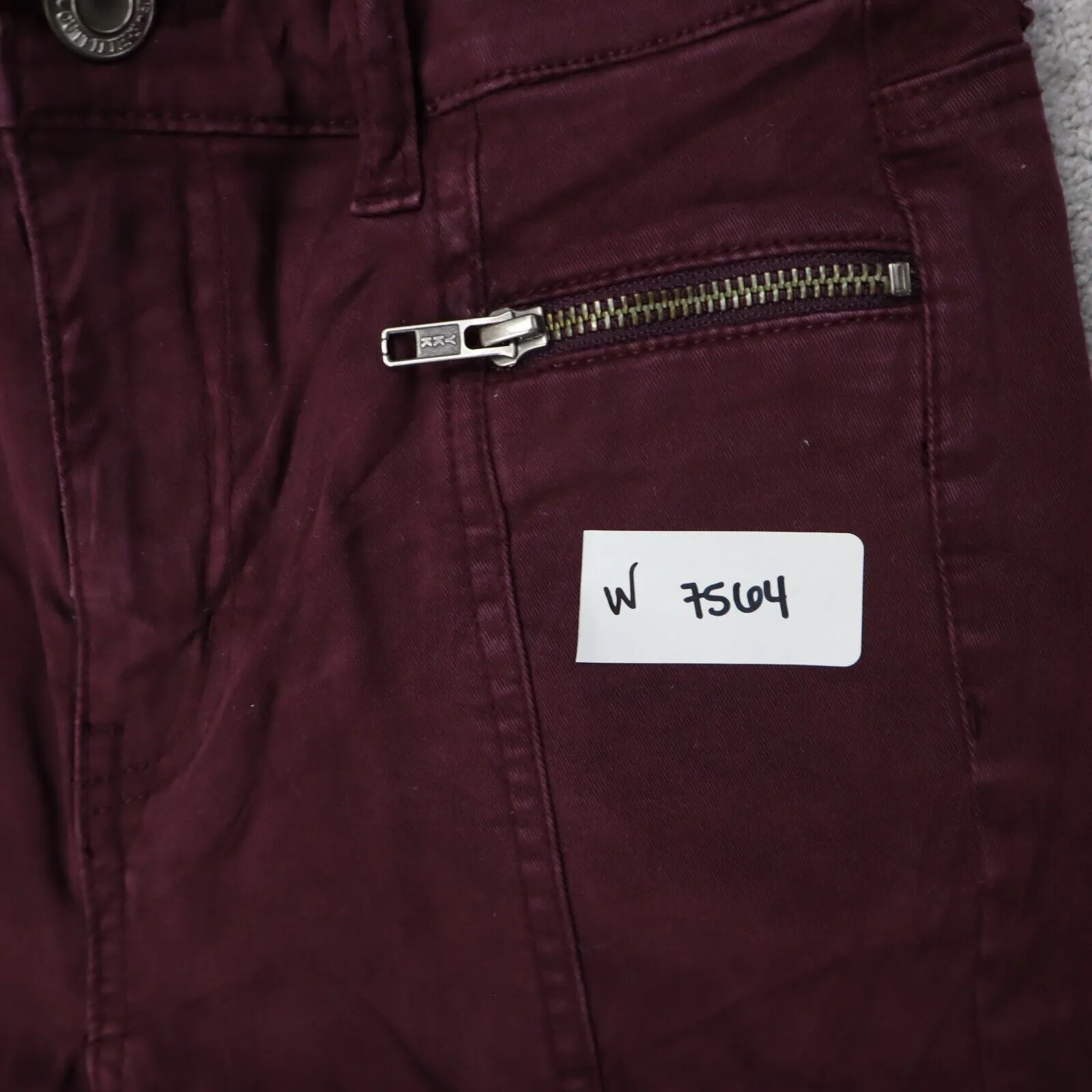 American Eagle Outfitter Women Skinny Jeans Denim Mid Rise Pockets Maroon Size 0
