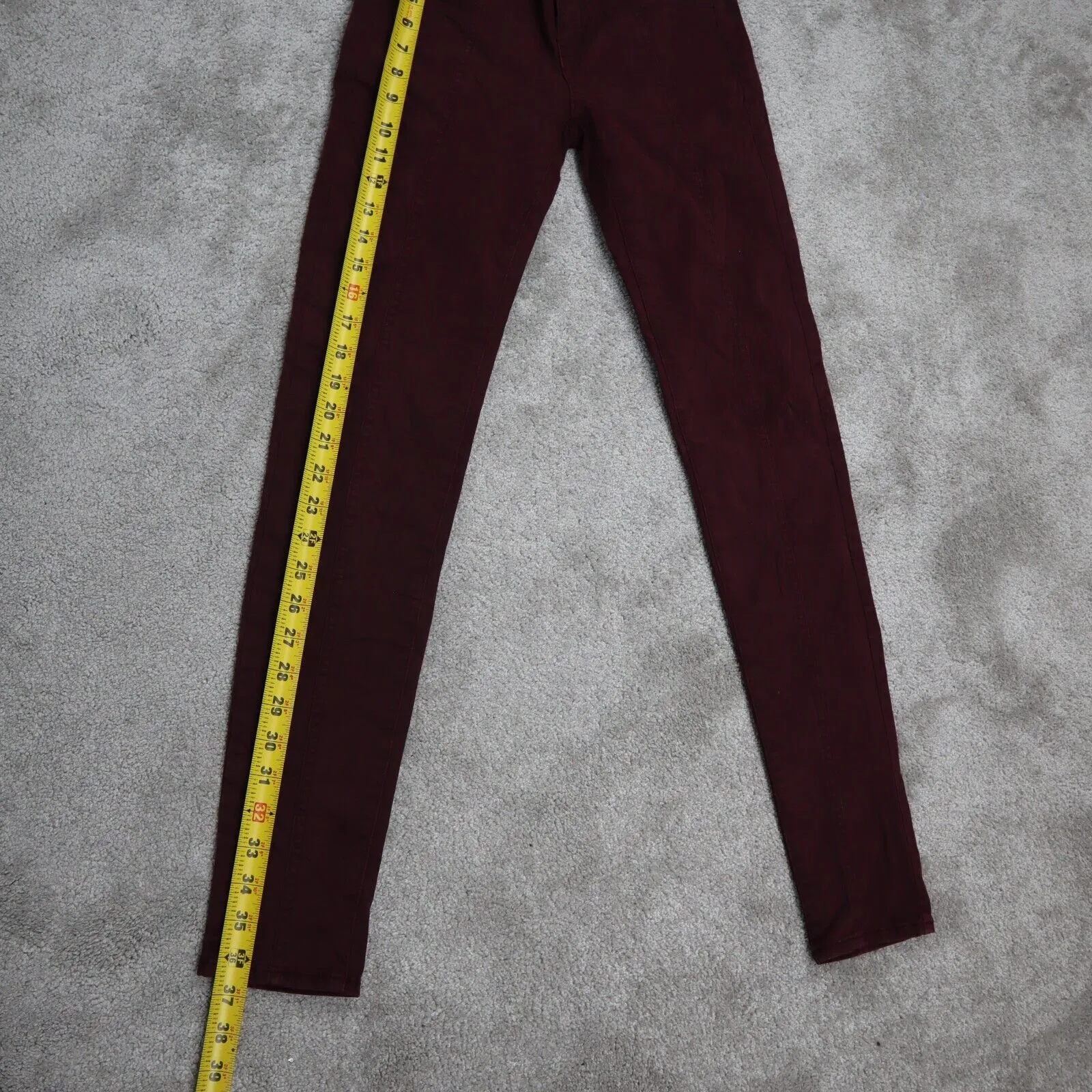 American Eagle Outfitter Women Skinny Jeans Denim Mid Rise Pockets Maroon Size 0