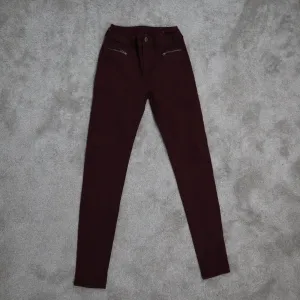 American Eagle Outfitter Women Skinny Jeans Denim Mid Rise Pockets Maroon Size 0