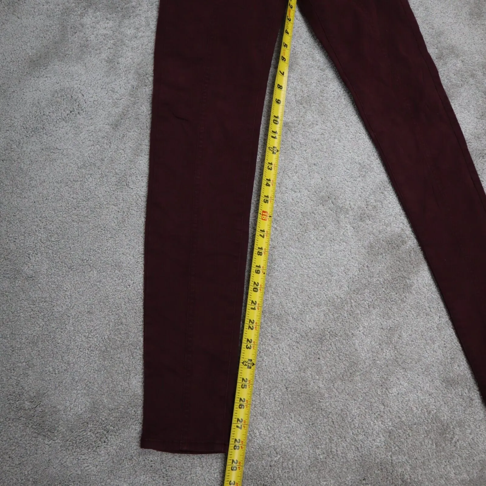 American Eagle Outfitter Women Skinny Jeans Denim Mid Rise Pockets Maroon Size 0