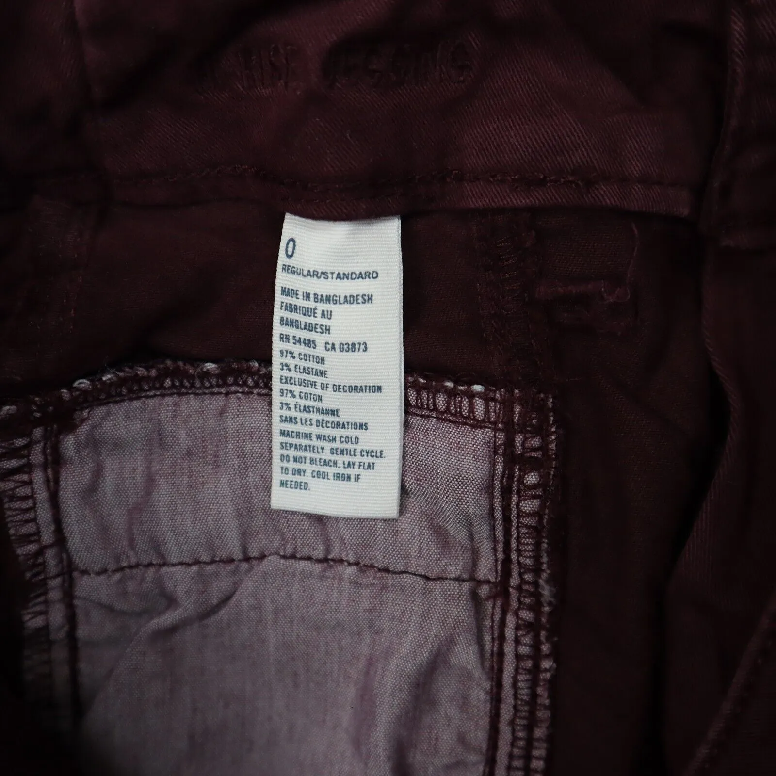 American Eagle Outfitter Women Skinny Jeans Denim Mid Rise Pockets Maroon Size 0