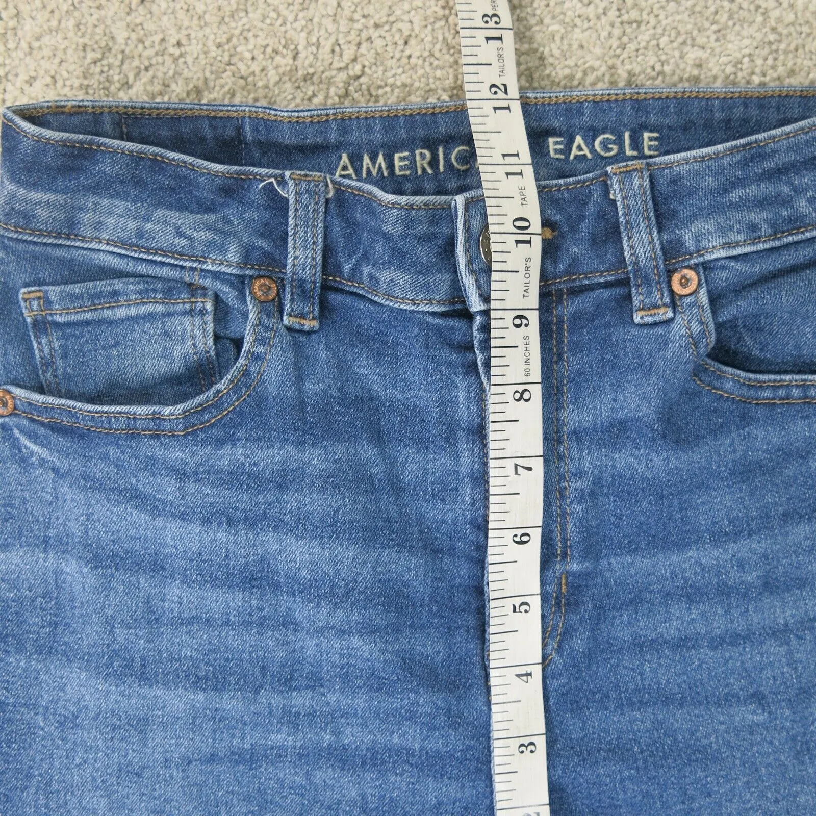 American Eagle Womens Jeans Mid Rise Skinny Leg Jeans Denim Cotton Blue Size 4