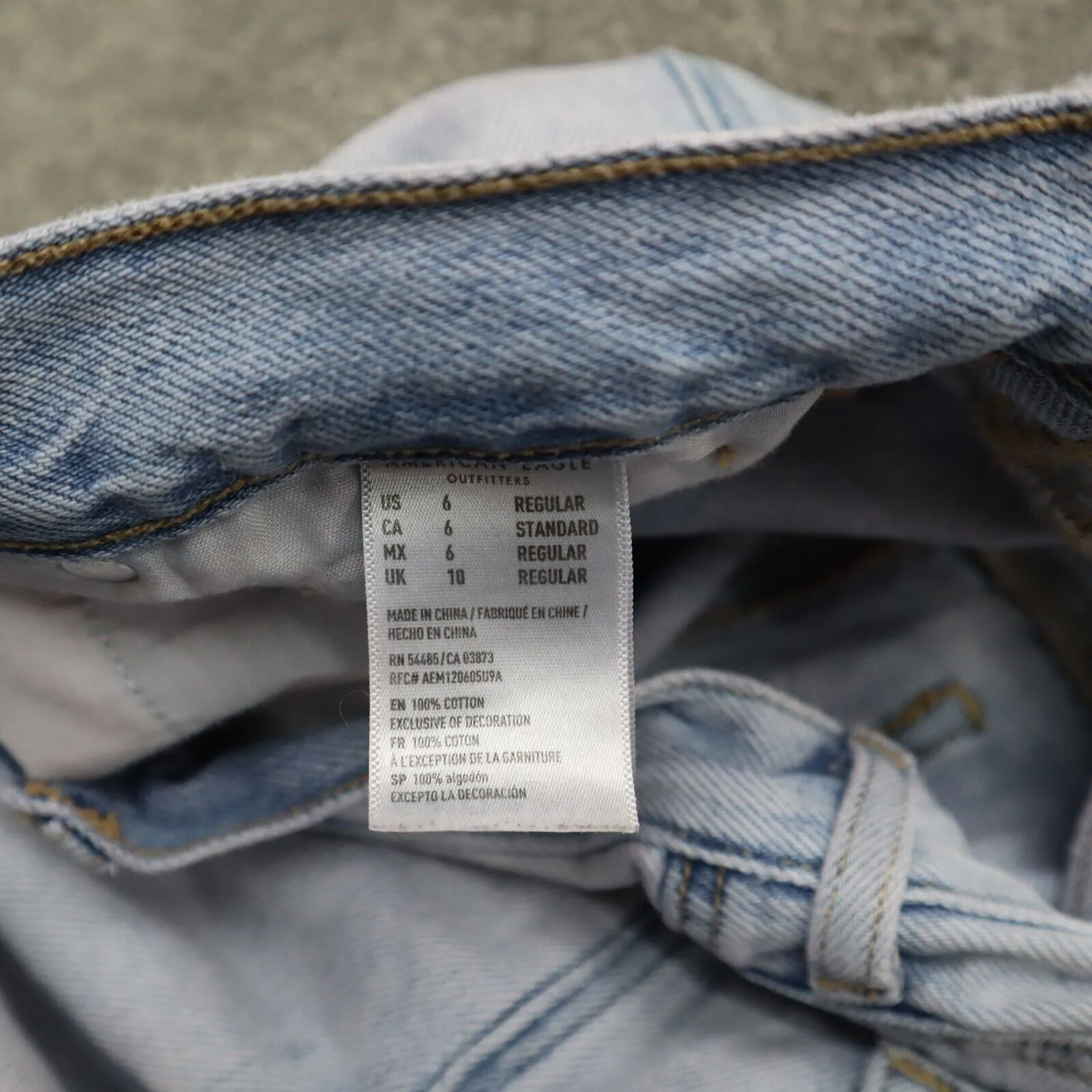 American Eagle Womens Slim Straight Jeans Mid Rise 100% Cotton Blue SZ 6 Regular