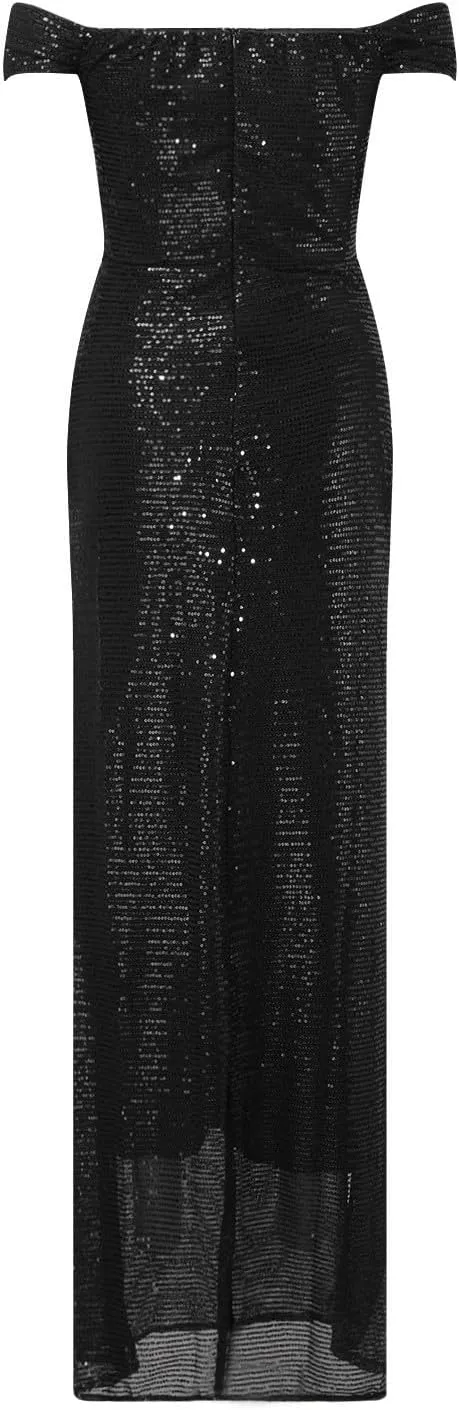 Aniywn Sparkly Sequin Prom Dresses for Women 2025 Long Bodycon Off Shoulder Formal Evening Party Gown with Slit Formal Gown
