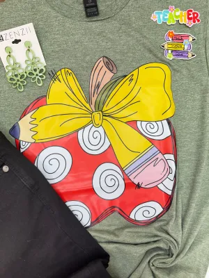 Apple & Bow Teachers Graphic Tee