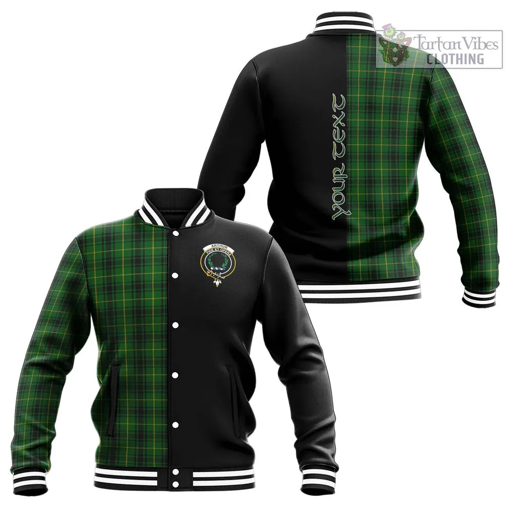 Arthur Tartan Baseball Jacket with Family Crest and Half Of Me Style