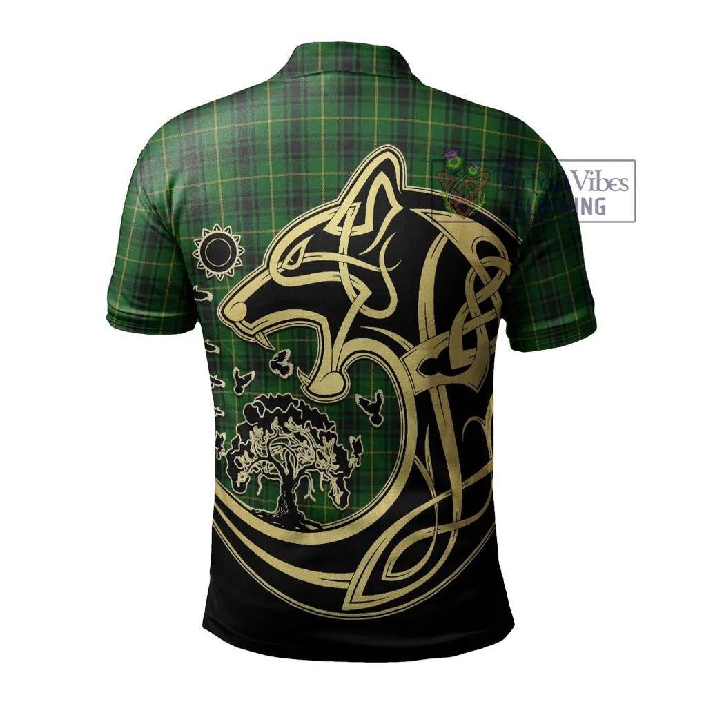 Arthur Tartan Polo Shirt with Family Crest Celtic Wolf Style