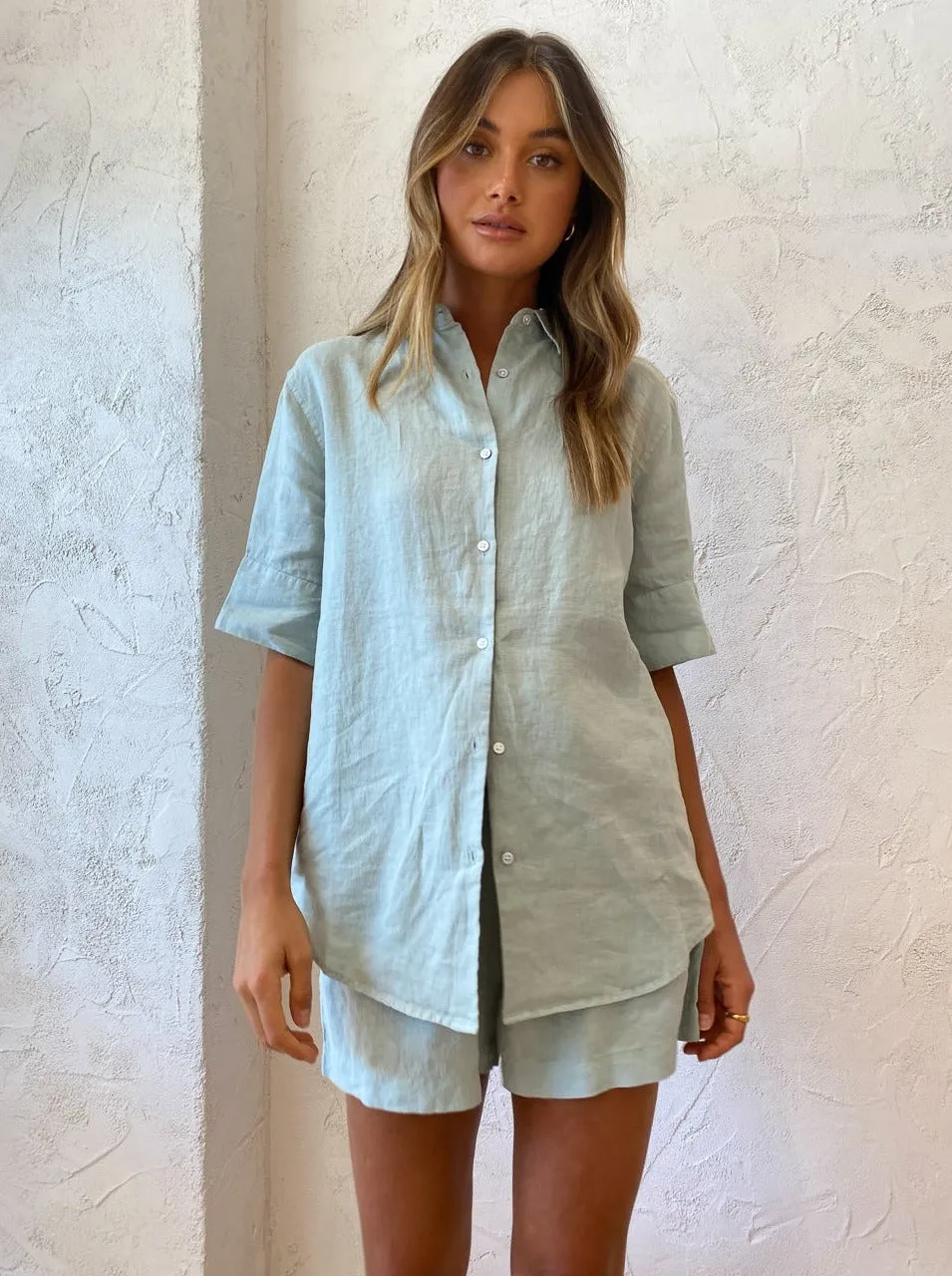 Assembly Label Womens S/S Shirt in Ocean Green