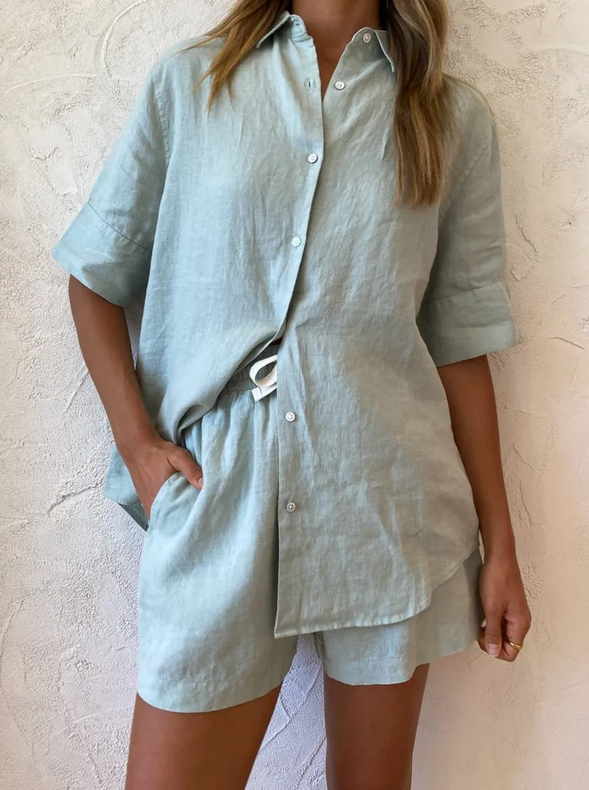 Assembly Label Womens S/S Shirt in Ocean Green