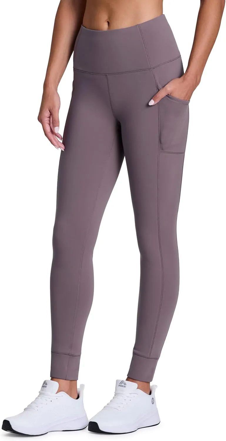Avalanche Women's Fleece Hiking Leggings, High Waist Full Length Fleece Lined Legging Fleece Yoga Pants with Pockets