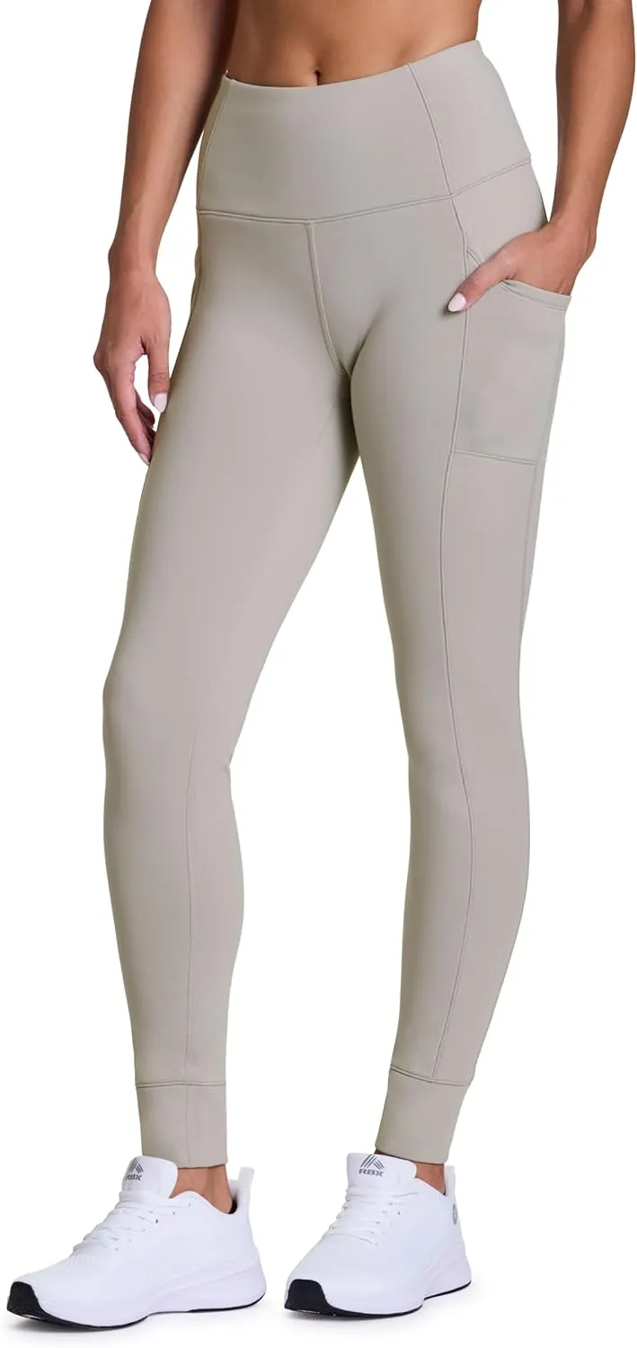 Avalanche Women's Fleece Hiking Leggings, High Waist Full Length Fleece Lined Legging Fleece Yoga Pants with Pockets