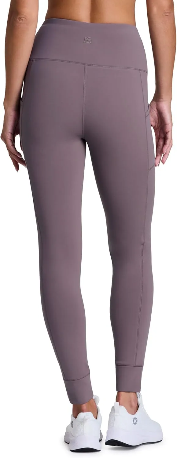 Avalanche Women's Fleece Hiking Leggings, High Waist Full Length Fleece Lined Legging Fleece Yoga Pants with Pockets