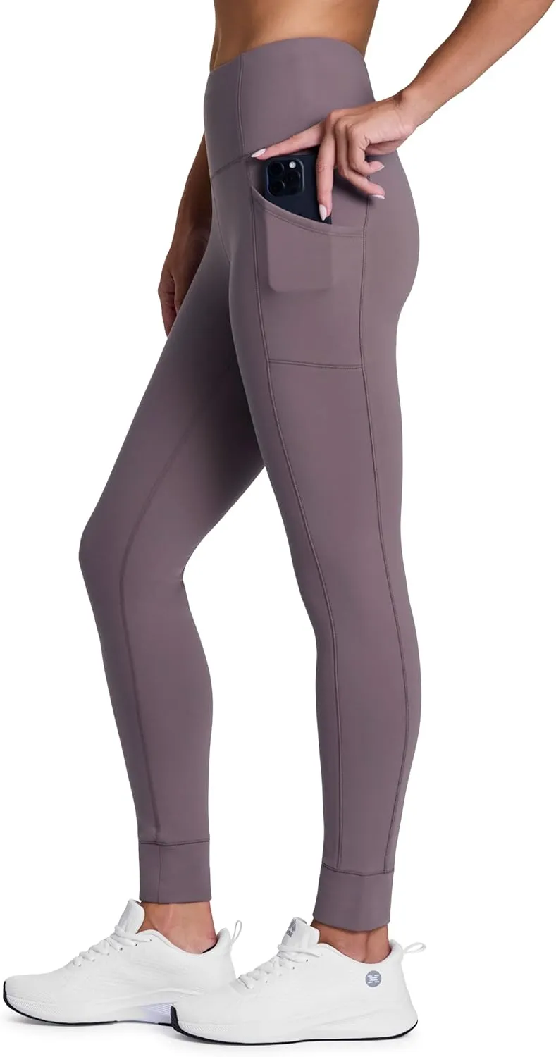 Avalanche Women's Fleece Hiking Leggings, High Waist Full Length Fleece Lined Legging Fleece Yoga Pants with Pockets