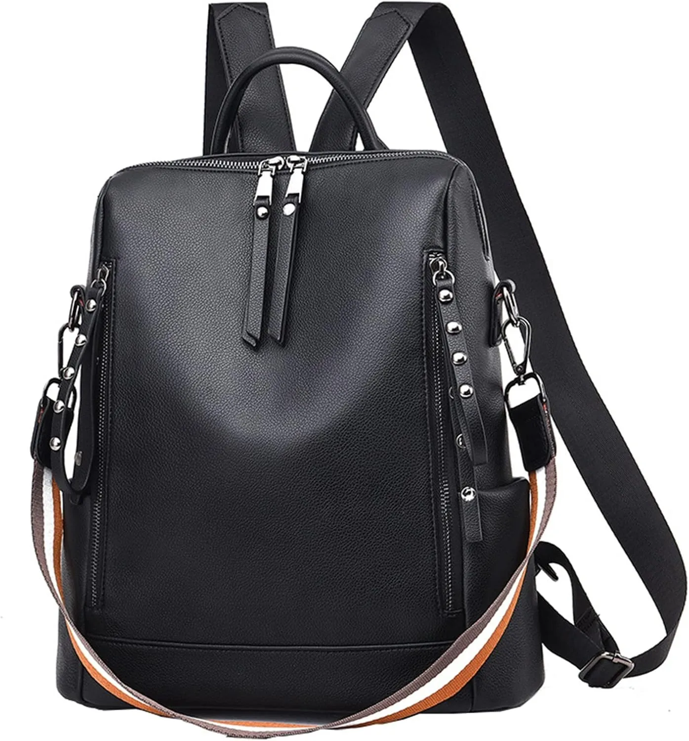 Bags College Casual Leather Travel Backpack For s Tooled Leather Backpack (Black, One Size)
