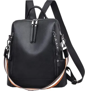 Bags College Casual Leather Travel Backpack For s Tooled Leather Backpack (Black, One Size)
